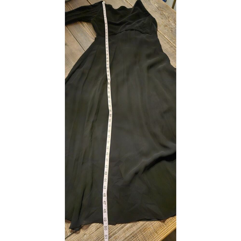 Vintage Ann Taylor Dress‎ 12 Black Velvet Maxi Stretch Sheer Overlay Goth Gown - Picture 8 of 8